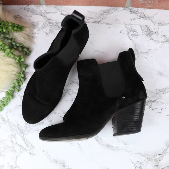 Rag & Bone Devon Black Suede Leather Pull on Ankle Boots Size 39.5 - Picture 1 of 7